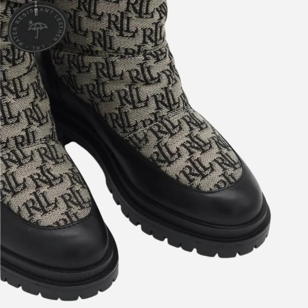 LAUREN RALPH LAUREN‎ Size 7 Monogram Black and Gray Winter Boots